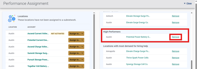 PartnerHub (sub cat Performance Assignment page) (location visible on right after adding to sub) (2.16.26) (new sub highlight + Remove highlight)